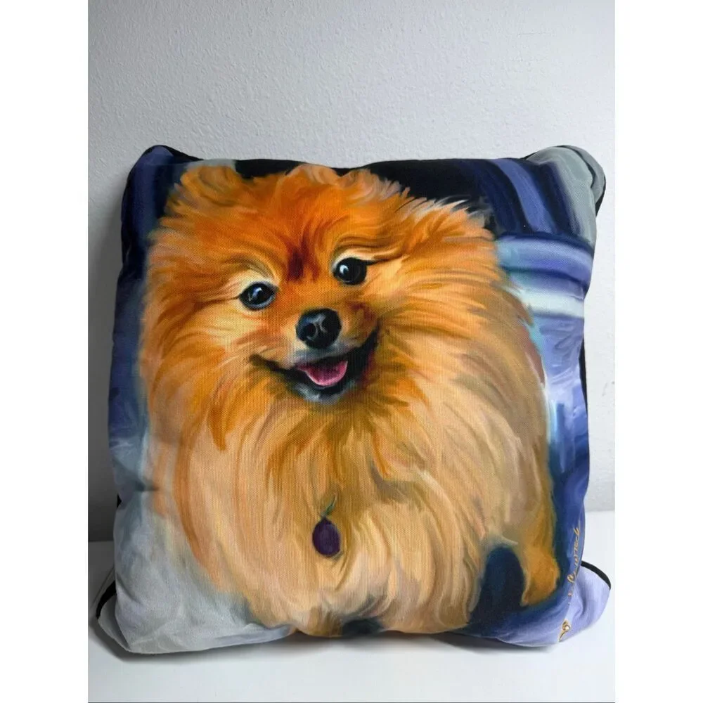 Pomeranian Dog By Robert McClintock Decorative Throw Pillow Puppy Print  Cushion